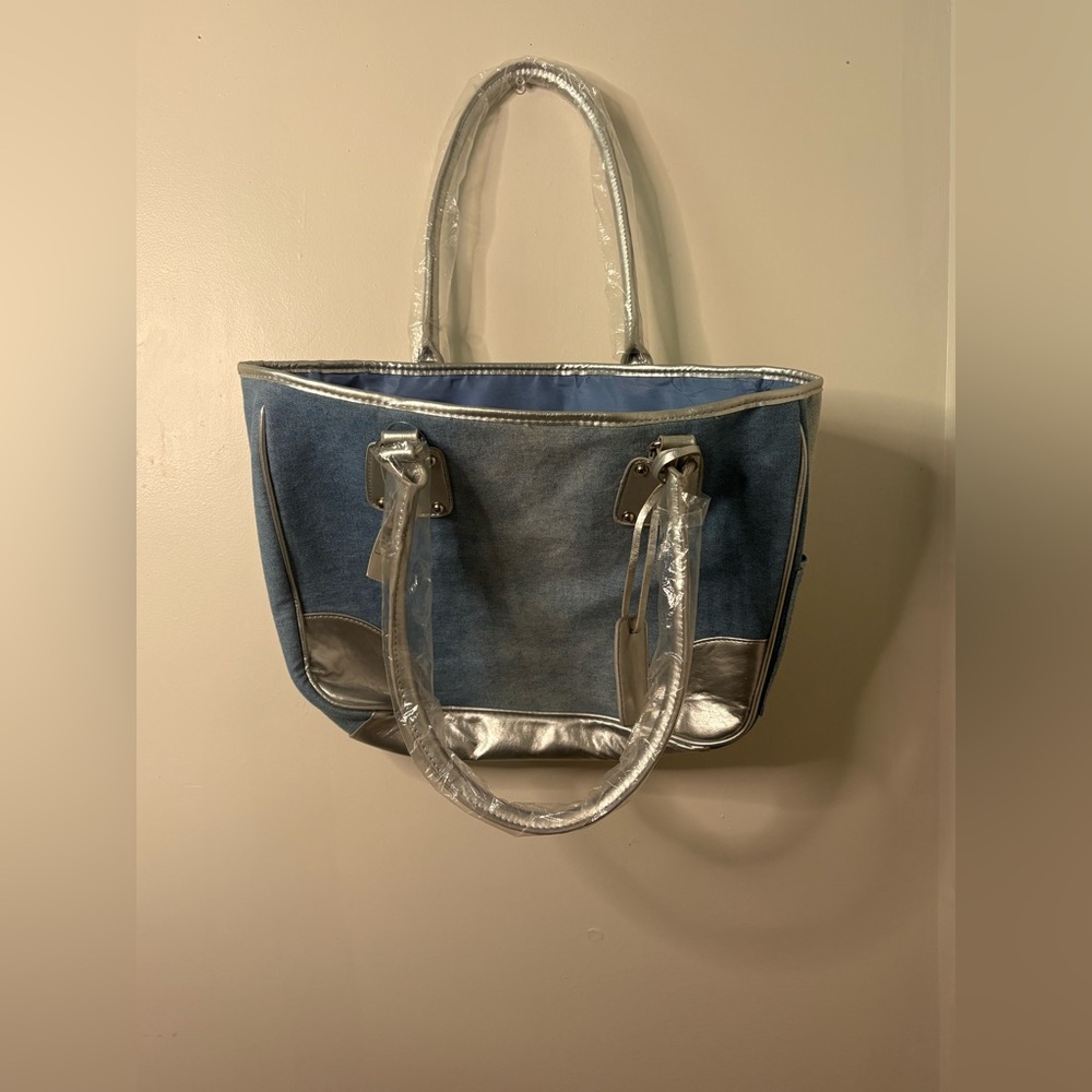 Neiman Marcus Blue and Silver Tote